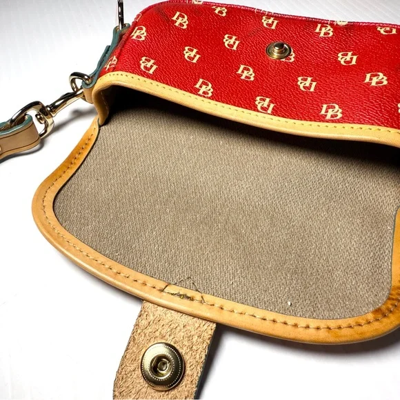 Dooney & Bourke Red and Tan Logo Wristlet - Picture 8 of 9